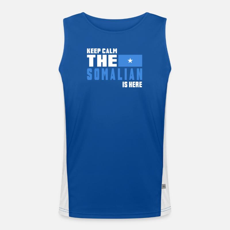 Keep Calm Somalia Flaggen Design Funktionelles Kontrast-Tank Top für Männer 