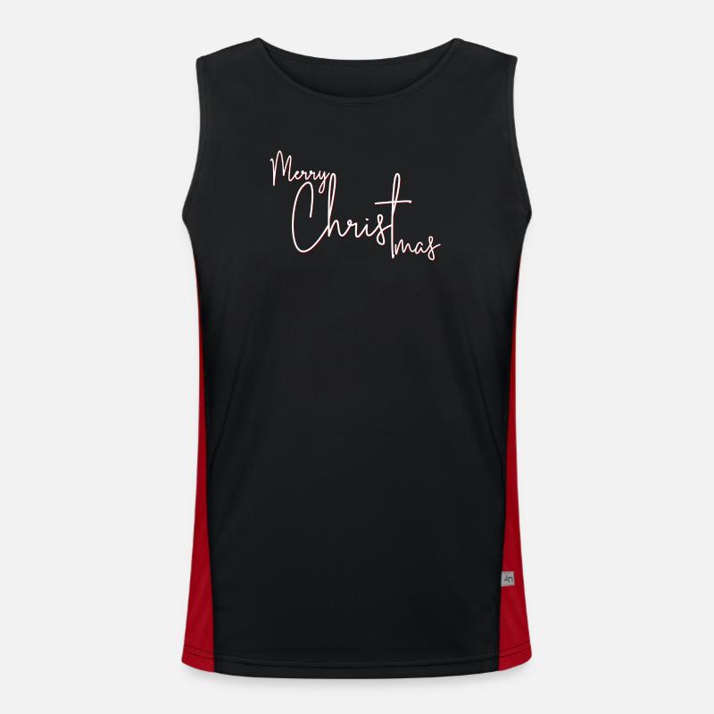 Crimson Script Merry Christmas - Men's Functional Contrast Tank Top - black/red