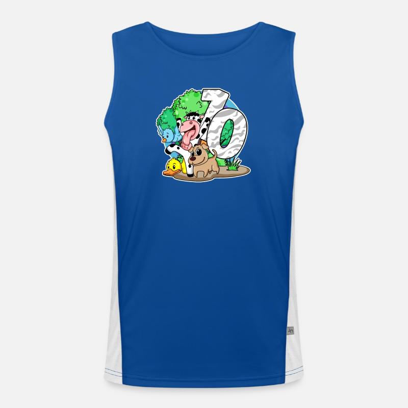 10th birthday Cute animals 10 years old Men's Functional Contrast Tank Top 