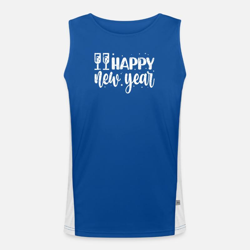 Neujahrsfestliches Skript & Schneeflocken Funktionelles Kontrast-Tank Top für Männer 