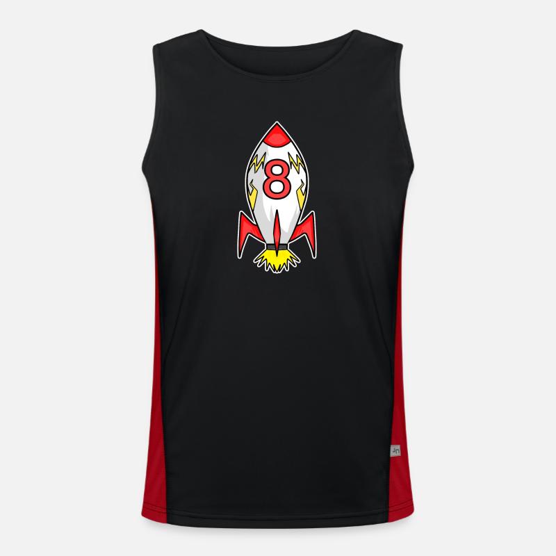 Rocket Boy 8th Birthday - Men's Functional Contrast Tank Top - black/red