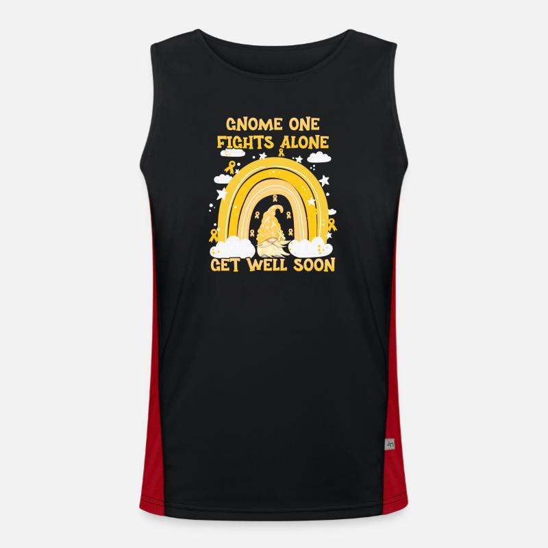 Gnome One Fights Alone Kinderkrebs Funktionelles Kontrast-Tank Top für Männer 