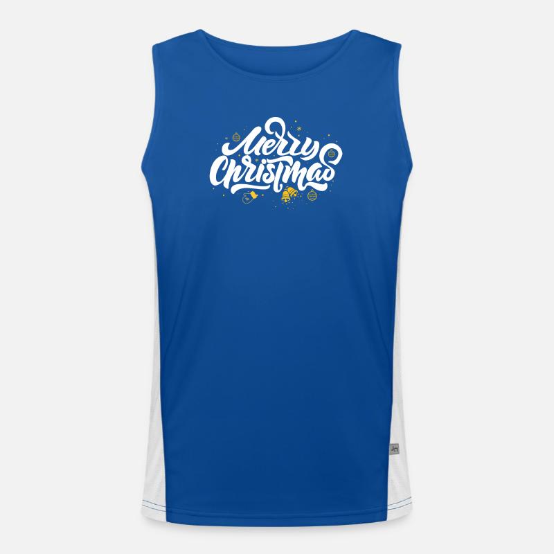 Merry Christmas Script & Ornaments Men's Functional Contrast Tank Top 