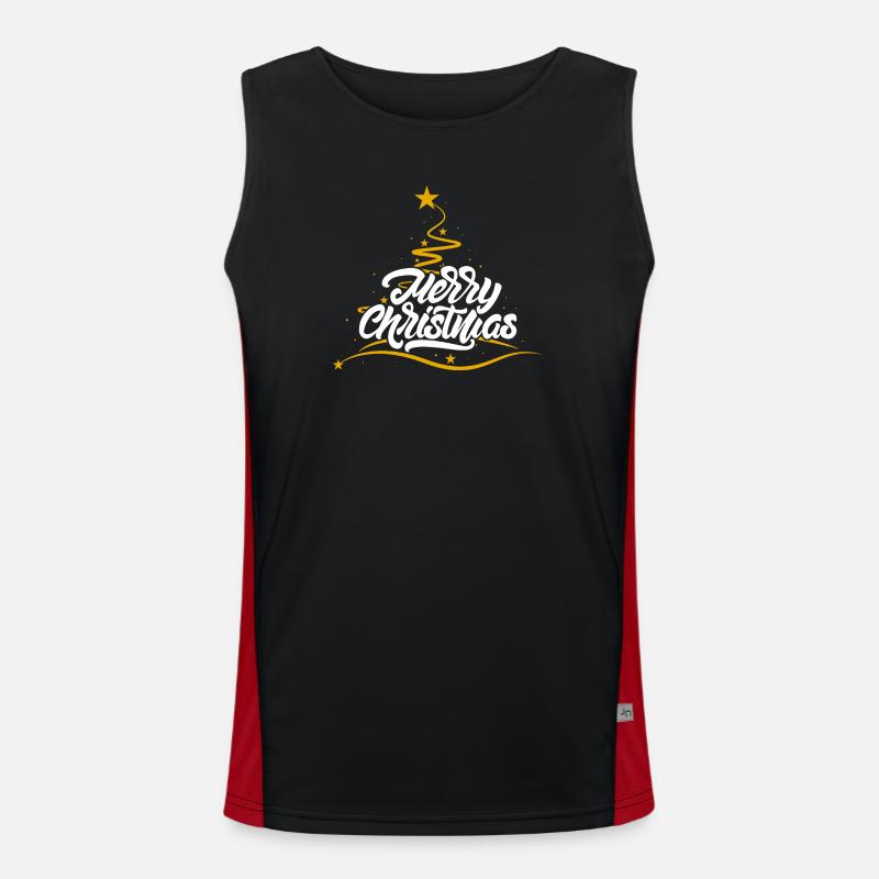 Merry Christmas Script Tree - Men's Functional Contrast Tank Top - black/red