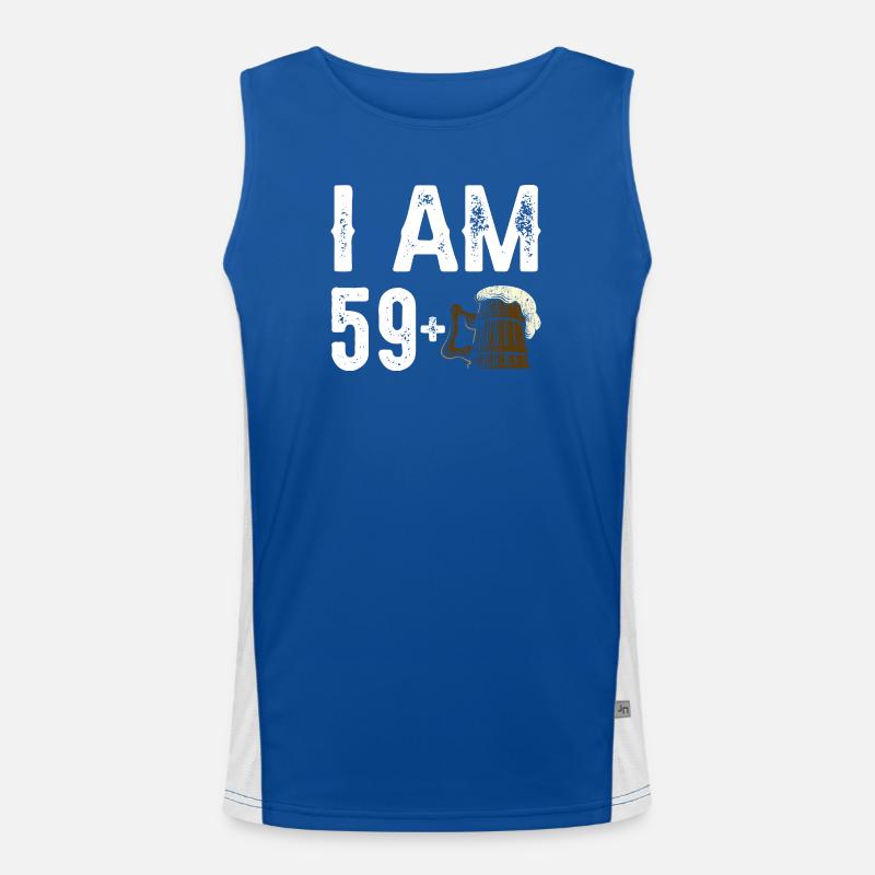 Ich bin 59+ Bier Feier Funktionelles Kontrast-Tank Top für Männer 