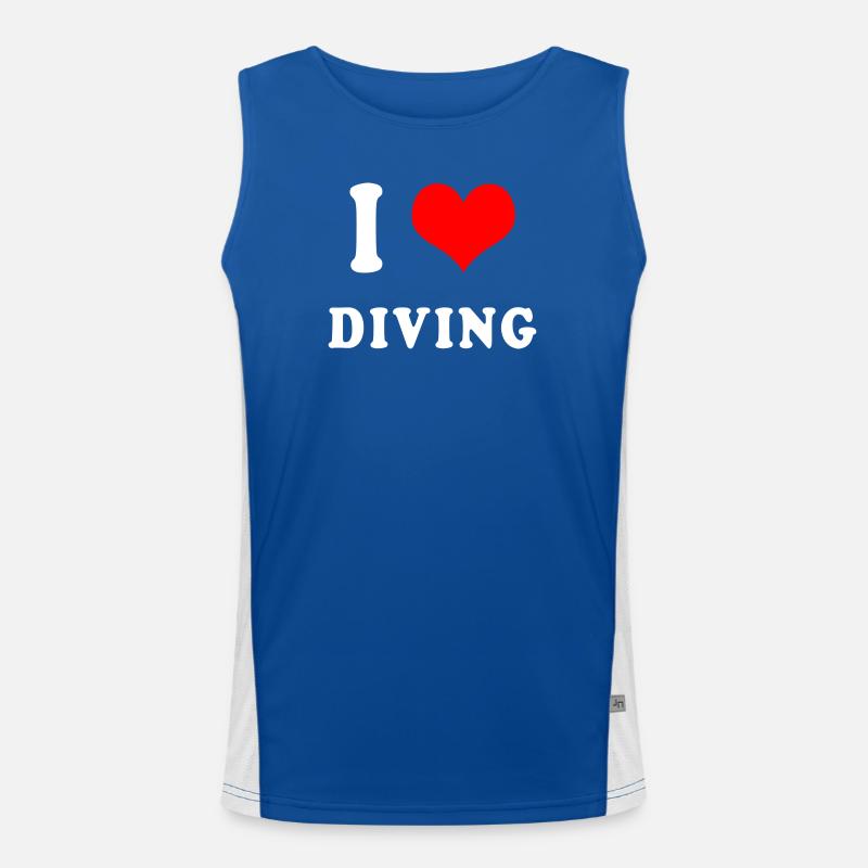 Ich liebe Tauchen Funktionelles Kontrast-Tank Top für Männer 
