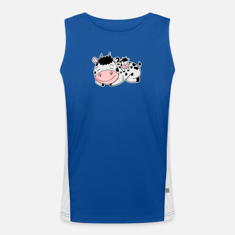 Vache avec bébé vache Débardeur respirant contrasté Homme 