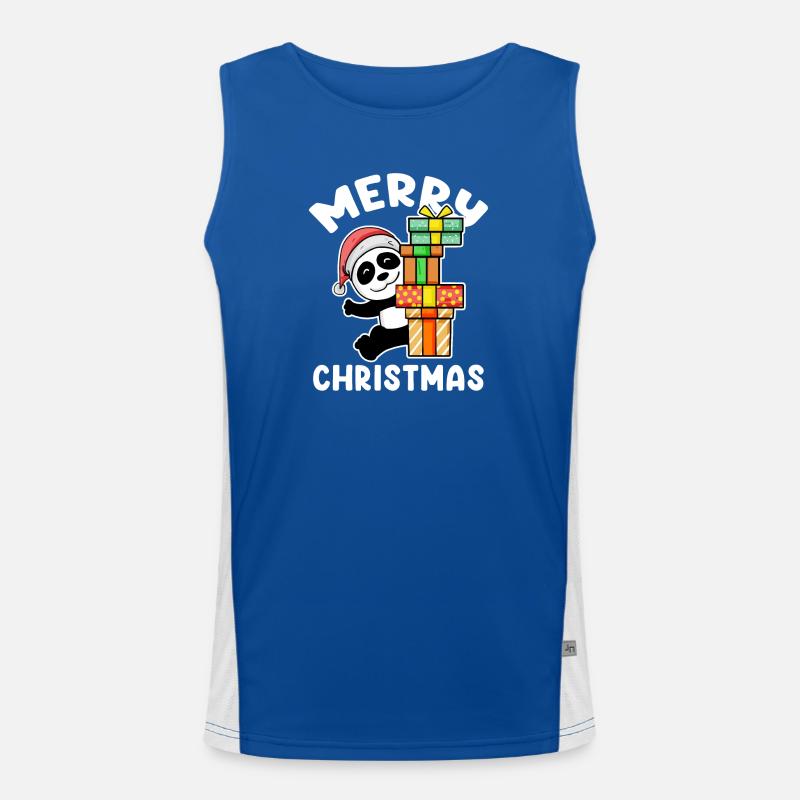 Joyeux panda de Noël Débardeur respirant contrasté Homme 