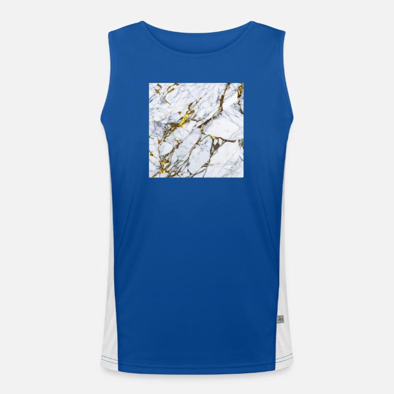 Marble White Gold Texture Men's Functional Contrast Tank Top 