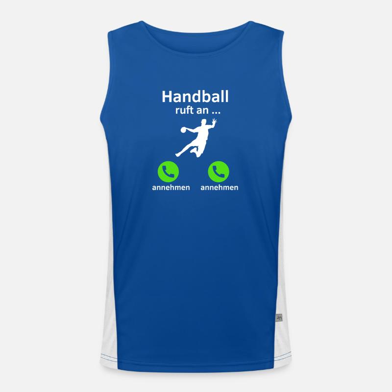 Handball ruft an - annehmen oder annehmen? Funktionelles Kontrast-Tank Top für Männer 
