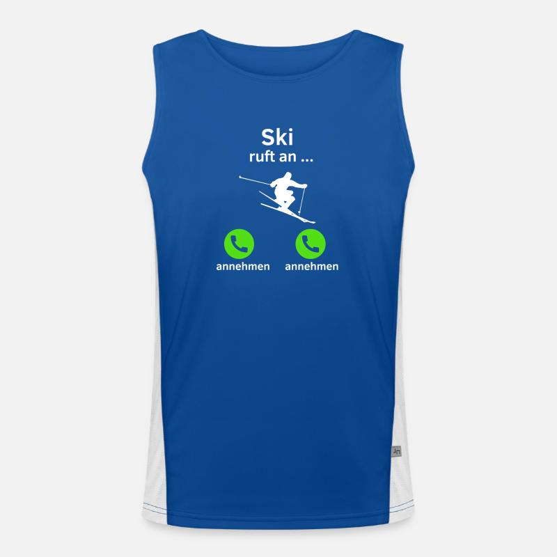 Ski ruft an - annehmen oder annehmen? Funktionelles Kontrast-Tank Top für Männer 