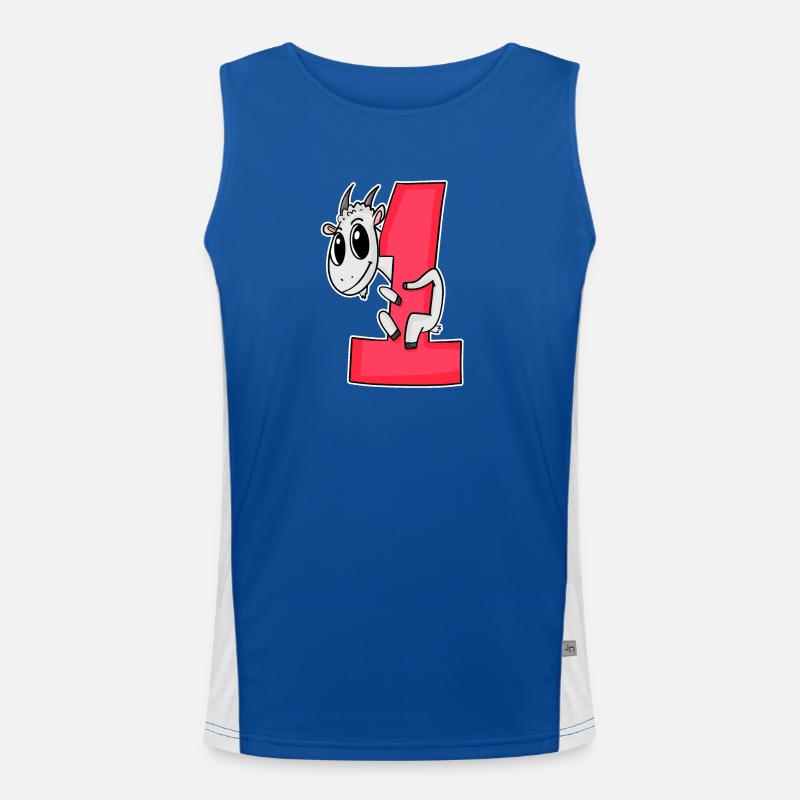 1 Jahr alt - Einschulung - Ziege Motiv - Gewinner Funktionelles Kontrast-Tank Top für Männer 