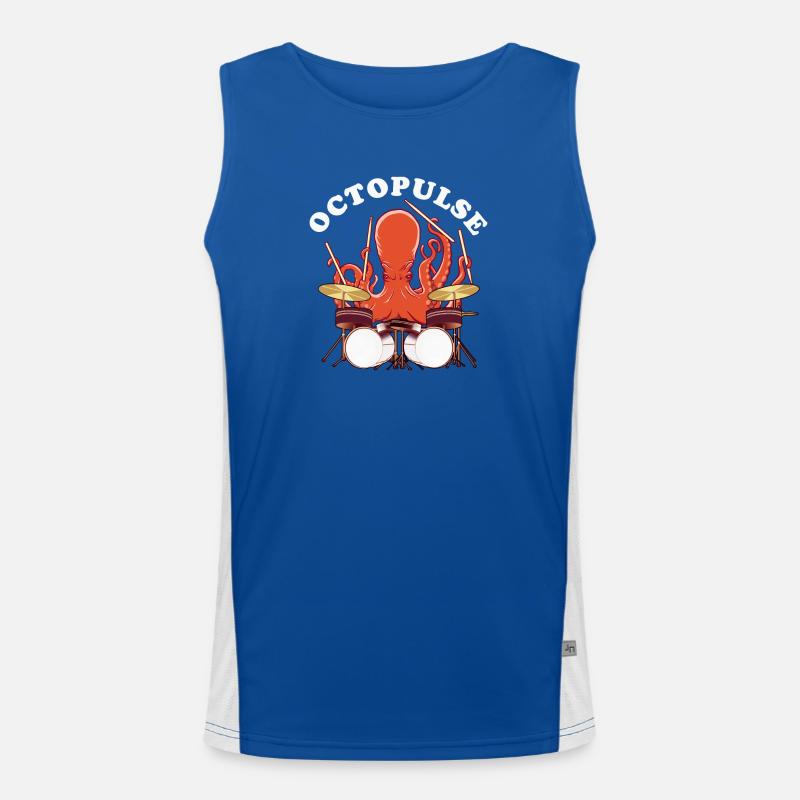 OctoPULSE | Oktopus spielt Schlagzeug Funktionelles Kontrast-Tank Top für Männer 