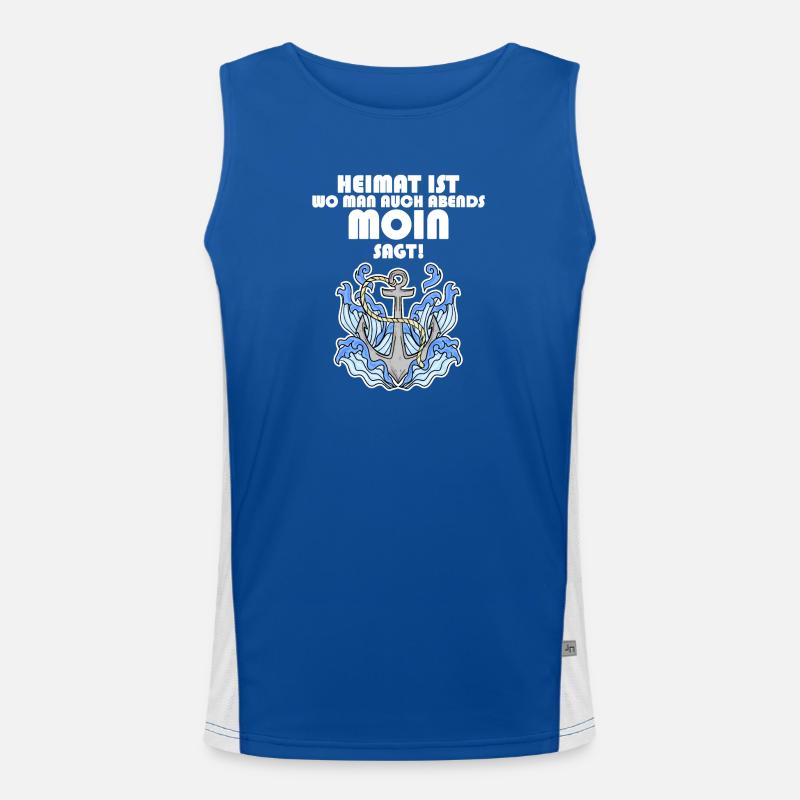 Anker Nordsee Plattdeutsch Spruch Moin Funktionelles Kontrast-Tank Top für Männer 