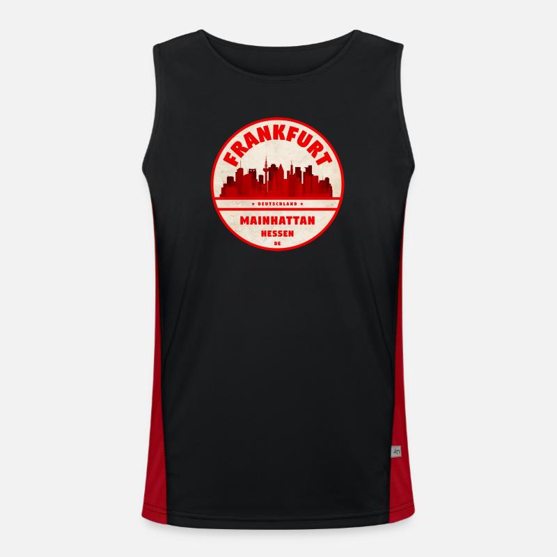 Mainhattan Skyline Retro Print Men's Functional Contrast Tank Top 