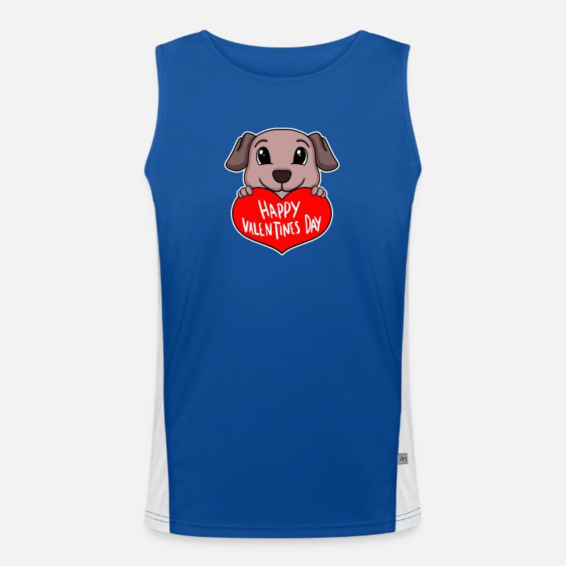 Valentinstag Herz Hund Hundebesitzer Funktionelles Kontrast-Tank Top für Männer 