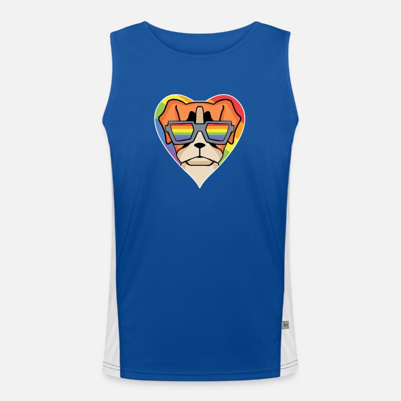 Regenbogen - Hund mit Brille - Deutscher Boxer Funktionelles Kontrast-Tank Top für Männer 