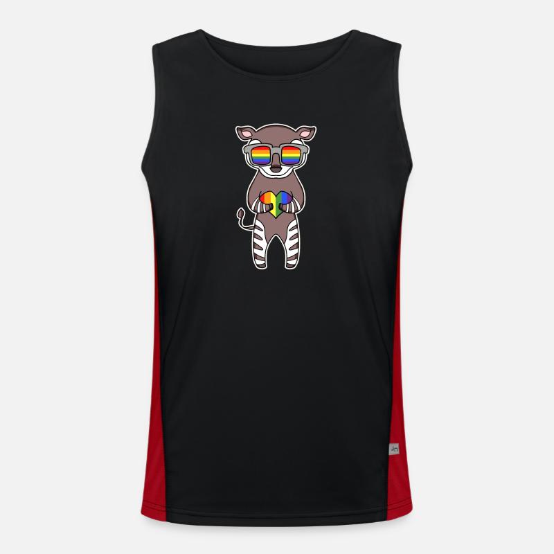 Rainbow - Okapi with glasses - Men's Functional Contrast Tank Top - black/red