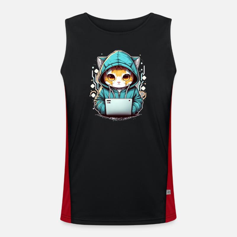 Coding cat - Men's Functional Contrast Tank Top  - black/red