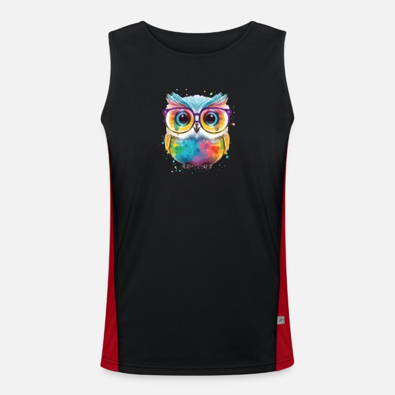 Bunte Brillen Eule Funktionelles Kontrast-Tank Top für Männer 