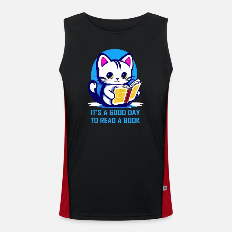 Kitten it's a good day to read a book Men's Functional Contrast Tank Top 