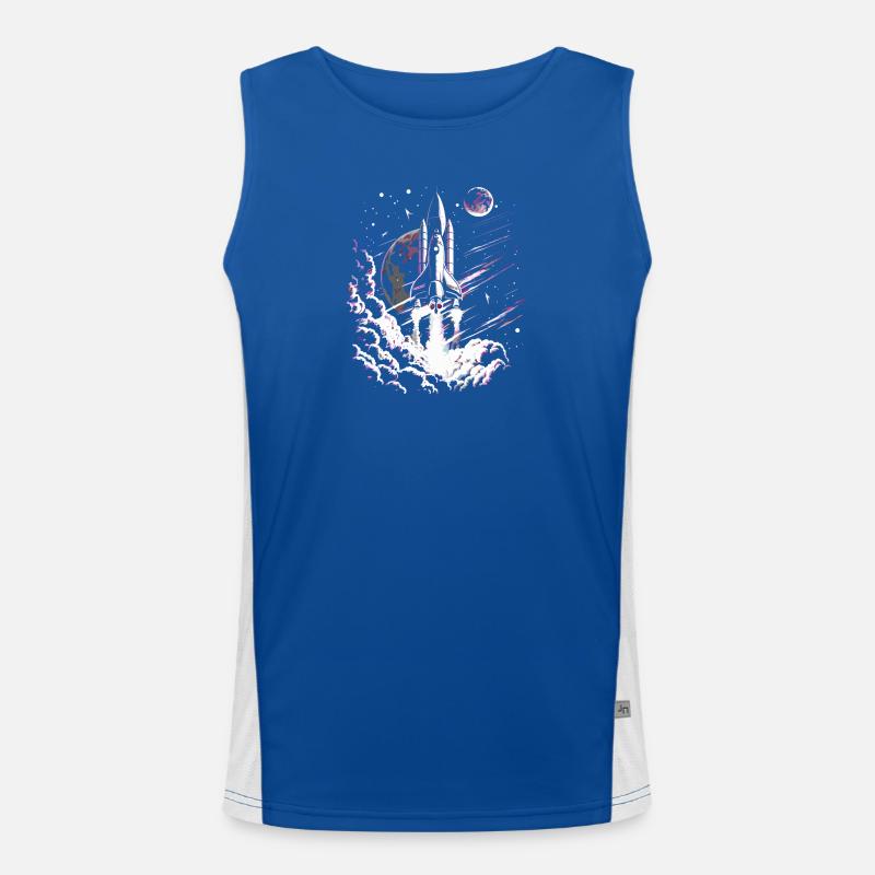 Rakete beim Start Funktionelles Kontrast-Tank Top für Männer 