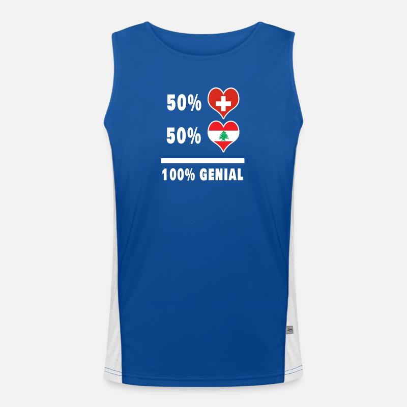Liban et Suisse 100% Drapeau Génial Débardeur respirant contrasté Homme 