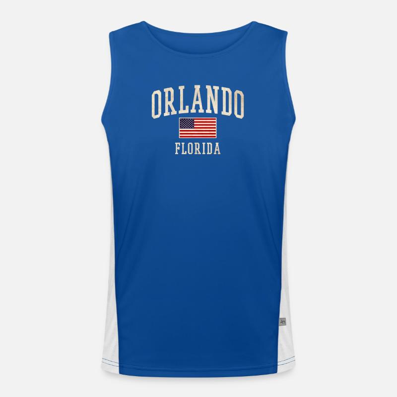Design du drapeau vintage à Orlando, Floride, Débardeur respirant contrasté Homme 