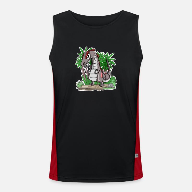Robot Dino Dinosaur - Men's Functional Contrast Tank Top  - black/red