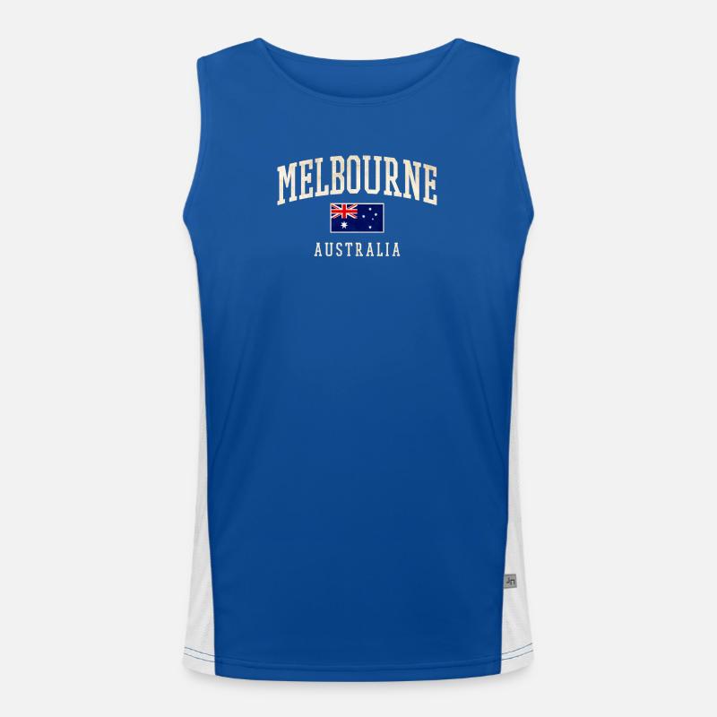 Melbourne, Australie, Design avec drapeau Débardeur respirant contrasté Homme 