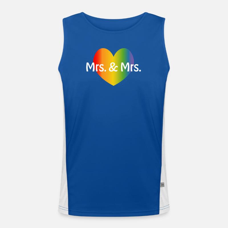 Regenbogen Mrs and Mrs rainbow Herz lesbisch LGBT Funktionelles Kontrast-Tank Top für Männer 