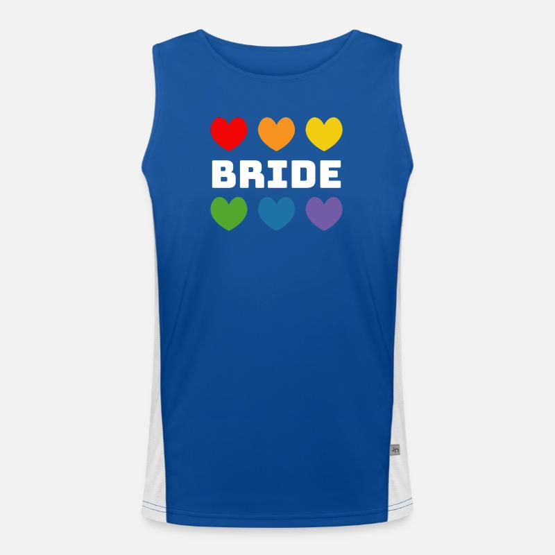 Regenbogenherzchen Bride weiss Funktionelles Kontrast-Tank Top für Männer 