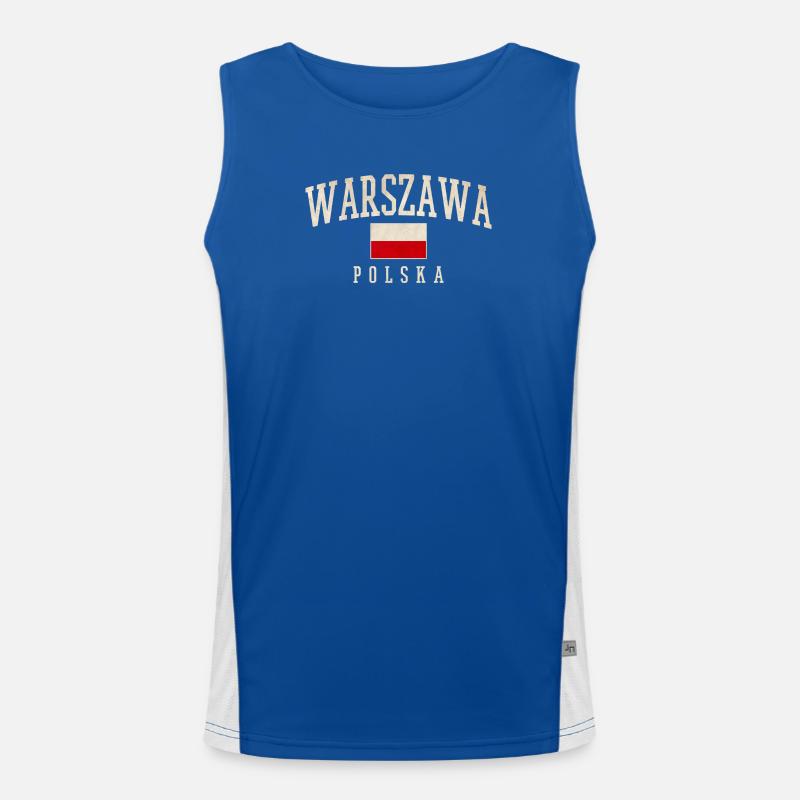 Warschau Polen Flaggenstil Funktionelles Kontrast-Tank Top für Männer 