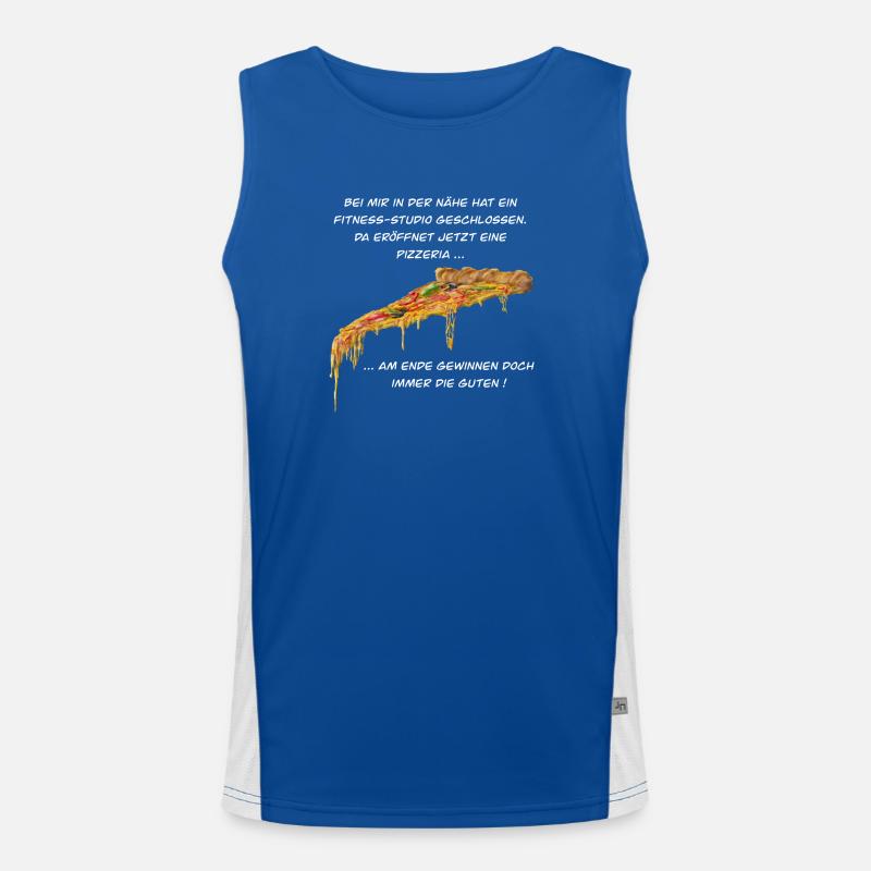 Fitness Studio oder Pizzeria - Pizza gewinnt immer Funktionelles Kontrast-Tank Top für Männer 