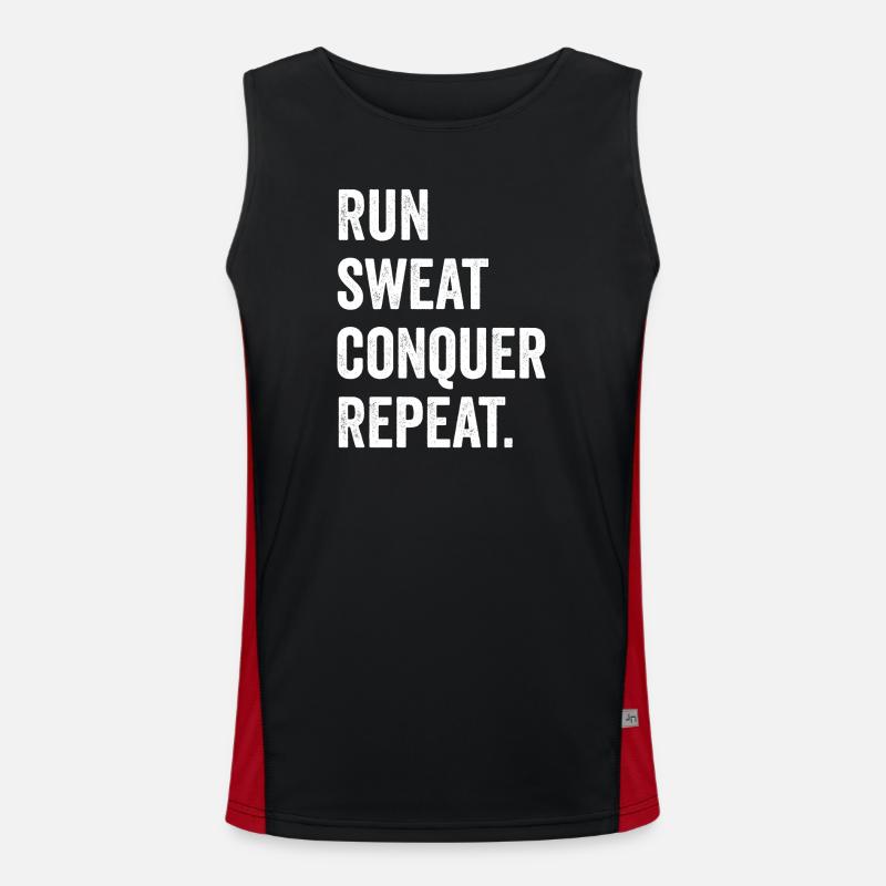 Run. Sweat. Conquer. Repeat. - Men's Functional Contrast Tank Top - black/red