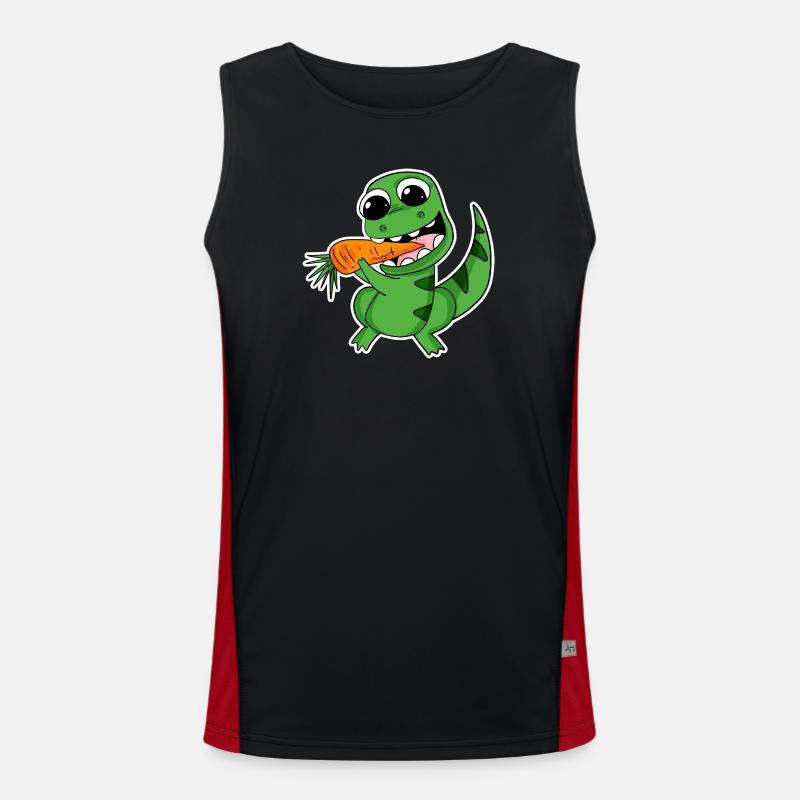 Dino eats carrot - Men's Functional Contrast Tank Top  - black/red