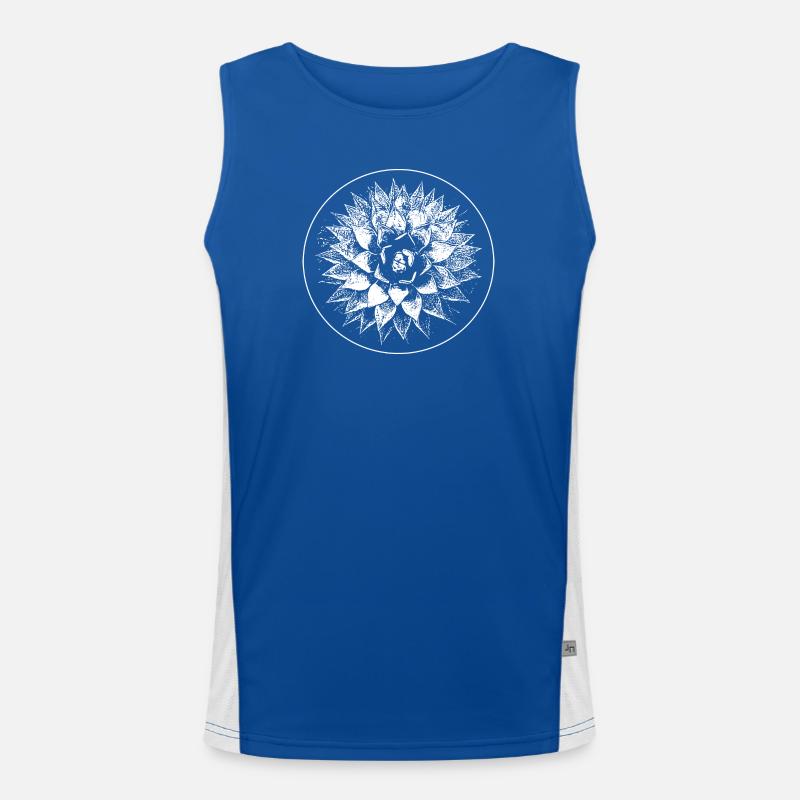 Floral lino-engraved mandala in circle Men's Functional Contrast Tank Top 