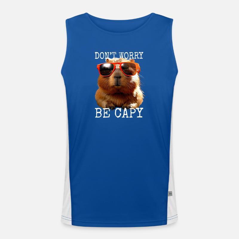 Capybara Dont Worry Be Capy Capybara Rodent Men's Functional Contrast Tank Top 
