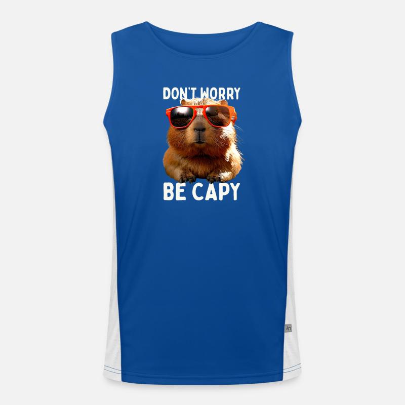 Capybara Dont Worry Be Capy Capybara Rodent Men's Functional Contrast Tank Top 