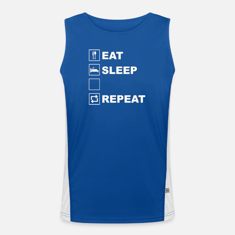 Eat Sleep Repeat Icon Layout Funktionelles Kontrast-Tank Top für Männer 
