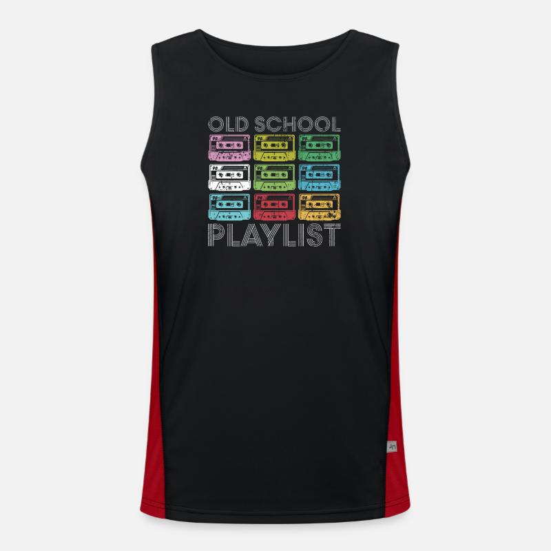 Rainbow Cassette Grid Print - Men's Functional Contrast Tank Top  - black/red