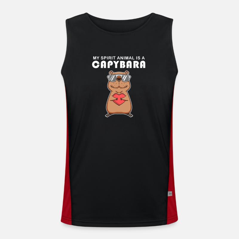 Capybara Capybara Gift - Men's Functional Contrast Tank Top  - black/red