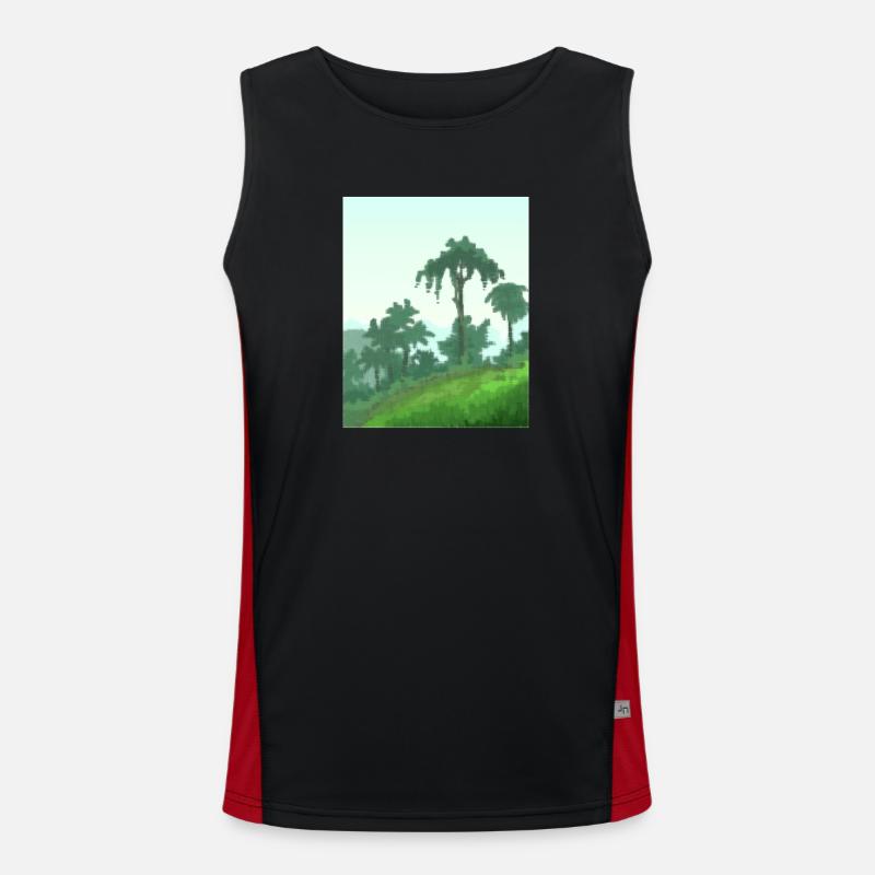 Palm trees on canvas - Men's Functional Contrast Tank Top - black/red
