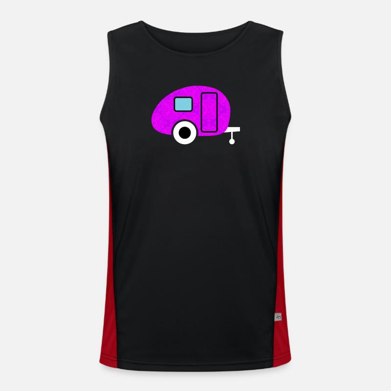 Caravan Caravan Camping Camper wallpaper pink retro Men's Functional Contrast Tank Top 