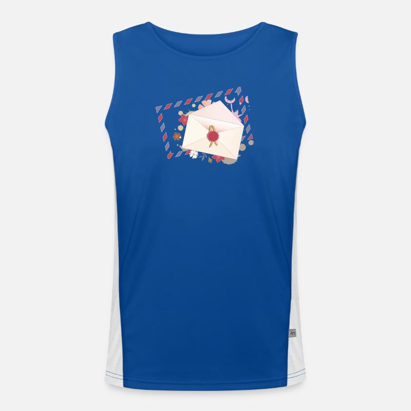 floral envelope with flowers and airmail border Men's Functional Contrast Tank Top 