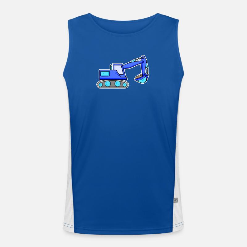 Bagger Baustelle Baggerfahrer Blau Funktionelles Kontrast-Tank Top für Männer 