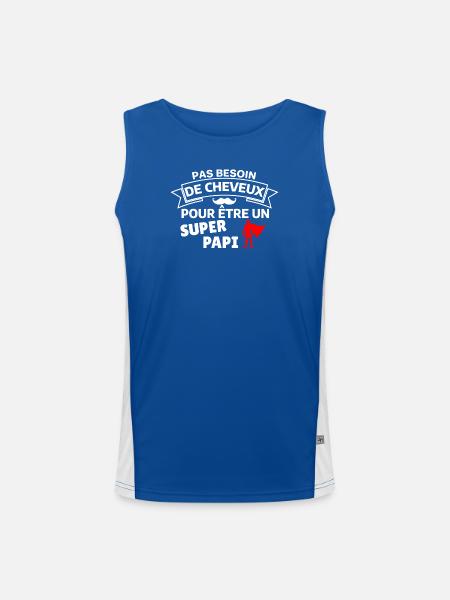 Humour capillaire super héros paternité - Débardeur respirant contrasté Homme  - bleu/blanc - Devant