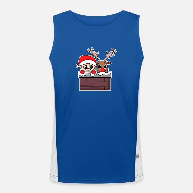 Weihnachtsmann Reh Funktionelles Kontrast-Tank Top für Männer 