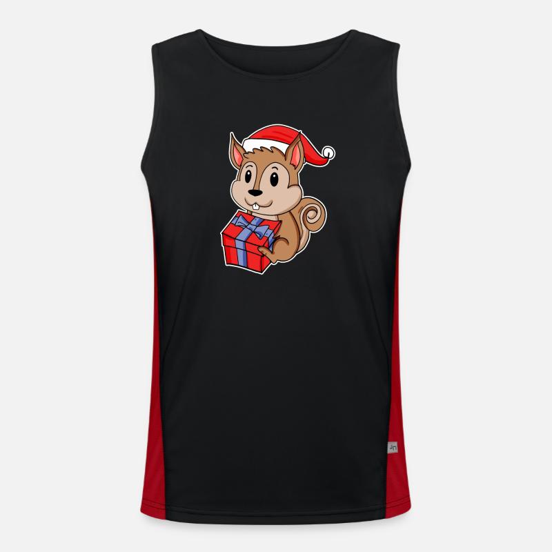 Squirrel with Santa hat - Men's Functional Contrast Tank Top - black/red