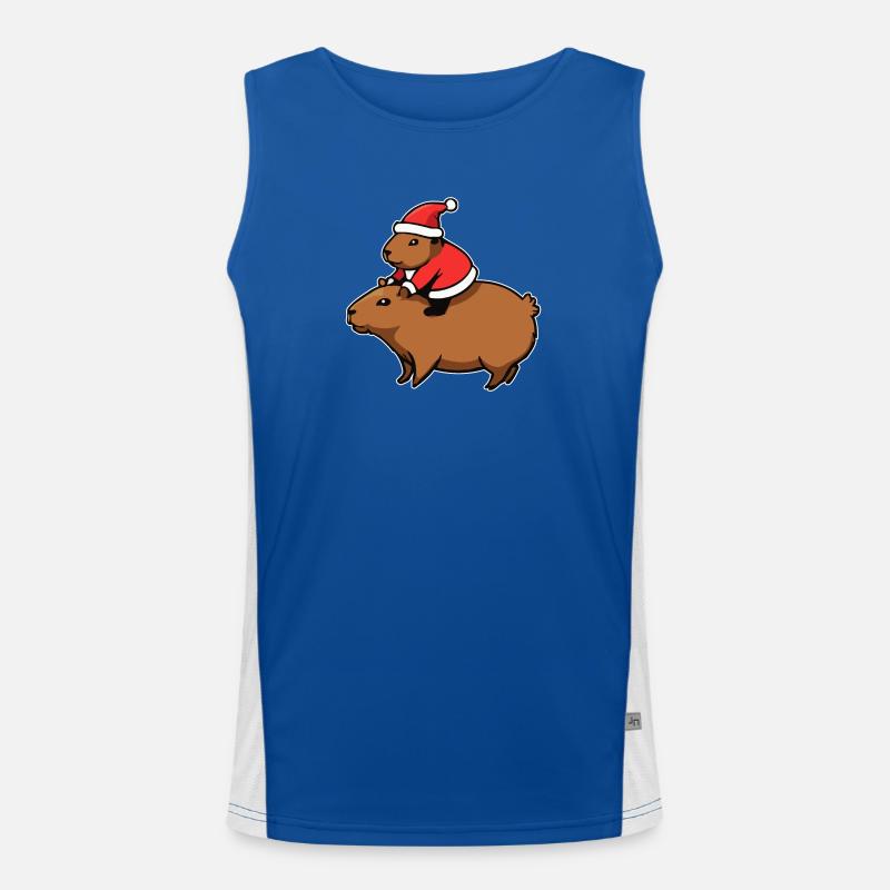 Capybara Weihnachten Funktionelles Kontrast-Tank Top für Männer 
